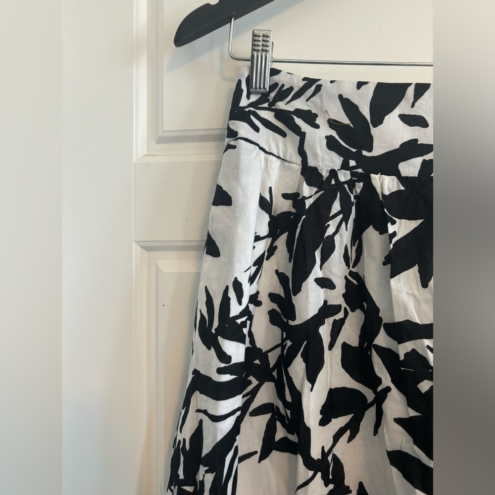 NWT Vintage Deadstock Le Chateau Cotton Black & White Leaf Print Skirt Size S - Picture 7 of 8